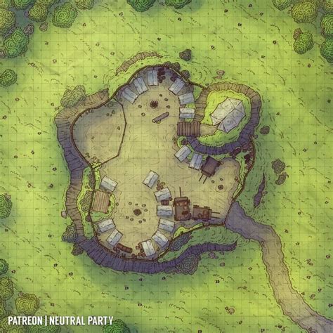 Oc Art Big Hilltop Camp Battlemap Dnd In 2019 Fantasy Map Map