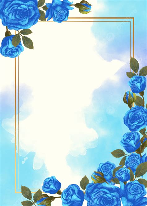 Blue Rose Decoration Frame Wedding Watercolor Rose Background Wallpaper