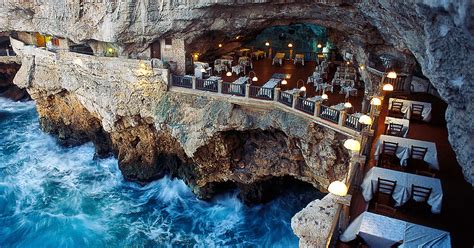 Magnificent Restaurant Built Into A Cave In A Cliff On The Italian