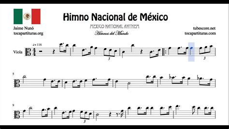 Himno Nacional De México Partitura De Viola Youtube