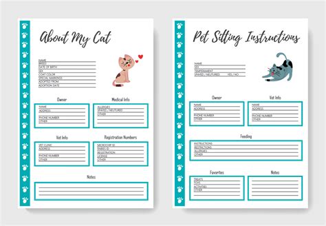 Your new puppy will experience stress when you 1st bring him home. Cat Care Planner: A PDF Printable with Cat Care Sheets ...