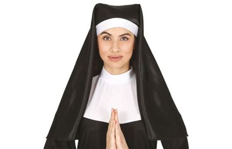 adult nun s headdress polyester 60 cm black and white 1