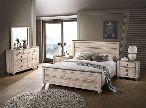 Rustic White Washed Bedroom Furniture Ash Gray Worth Ivory Off