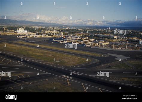 Aerial Of Honolulu International Airport Honolulu Oahu Hawaii Stock