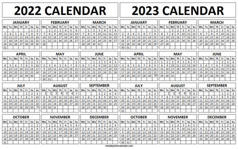 Monday Start 2022 And 2023 Calendar Jan 2022 To Dec 2023 Calendar