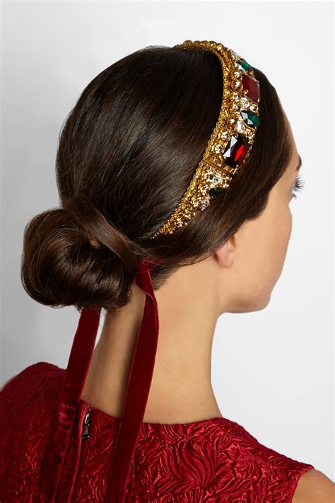 Dolce And Gabbana Gold Plated Swarovski Crystal Headband In Metallic Lyst