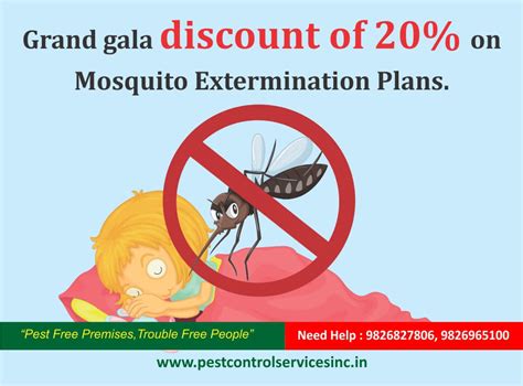 Make sure any exterminator you choose will give you an itemized bill so that you know exactly what you are paying for. Grand gala discount of 20% on Mosquito Extermination Plans.