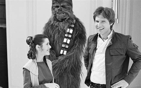 Star Wars Han Solo Harrison Ford Chewbacca Bw Carrie Fisher