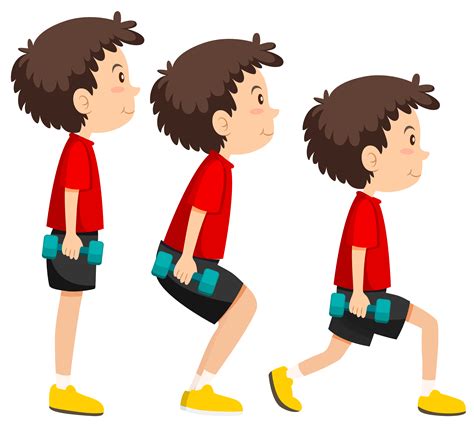 A Set Of Boy Weight Training Exercise 301652 Vector Art At Vecteezy