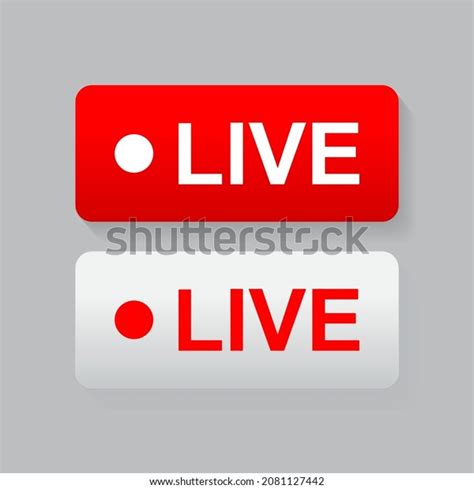 Red Live Buttons Live Symbol Badge Stock Vector Royalty Free