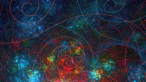 Wallpaper Twisted Neon Lights Nested Fractal Complex Lines