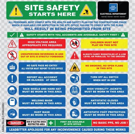 Site Safety Starts Here Or Site Safety Electrical Sign Template Hard