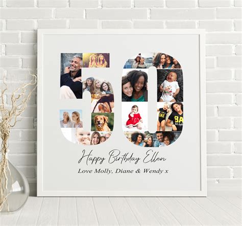 50th Birthday Framed Large Photo Collage Personalised 16 Etsy Uk