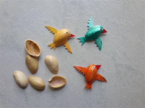 How To Make Pista Shell Birds Skill Flair Easy Craft Pista Shell