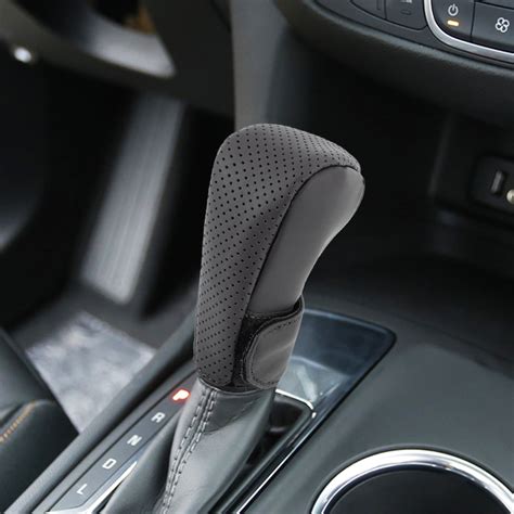 Universal Nonslip Breathable Genuine Leather Car Gear Shift Knob Cover Black