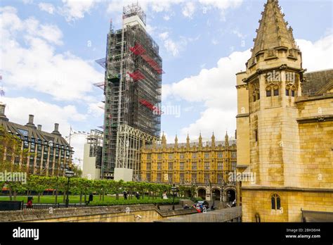 Big Ben Renovation With Scaffolding London England United Kingdom