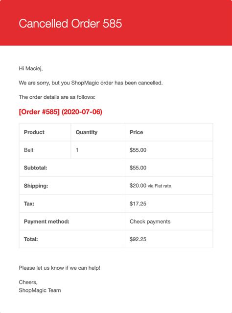 Woocommerce Cancel Order Email To The Customer Shopmagic