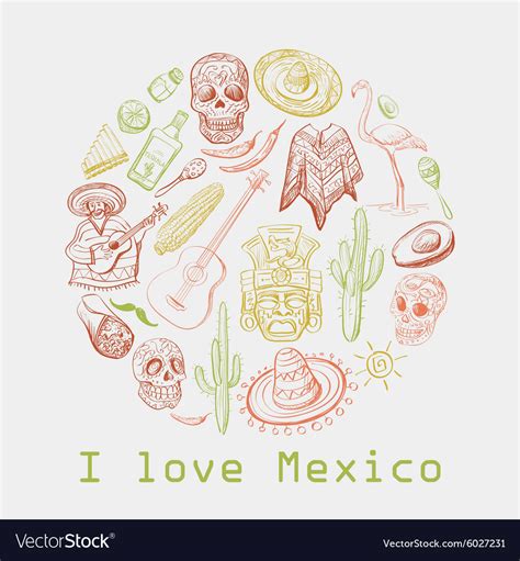Mexican Culture Symbols Royalty Free Vector Image