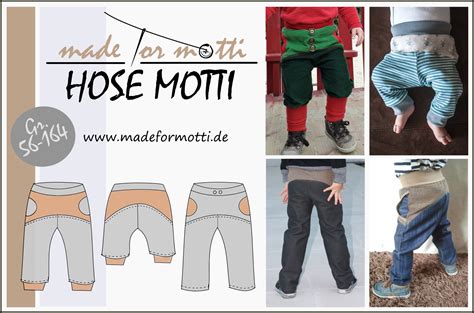 Hose für kinder und babys mit elastischem bund*. Kostenloses Schnittmuster für die "Hose Motti" (Gr. 56-164 ...