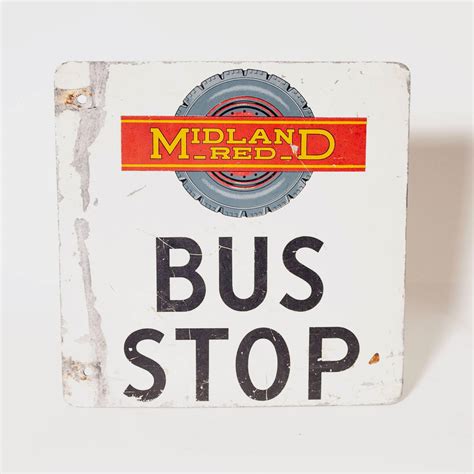 Vintage Bus Stop Sign Midland Red