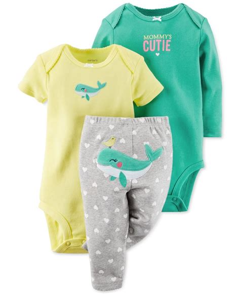 Carters Baby Girls 3 Piece Bodysuit And Whale Pants Set Kids And Baby