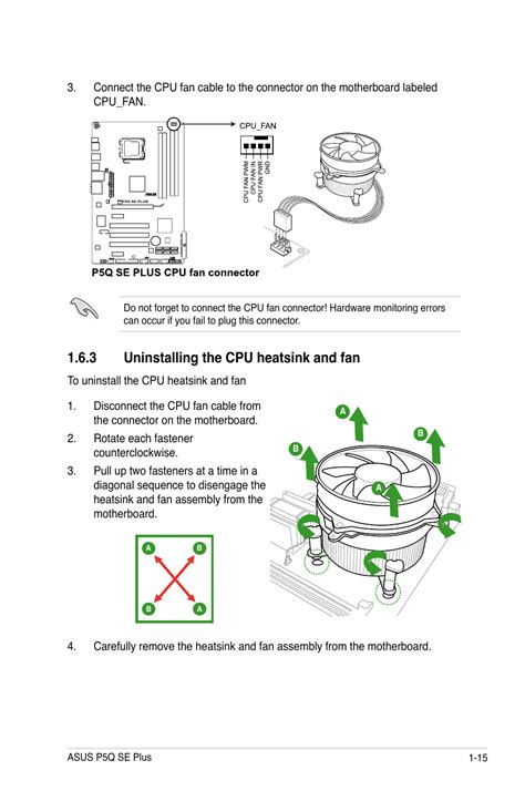 3 Uninstalling The Cpu Heatsink And Fan Asus P5q Se Plus User Manual