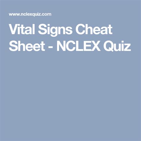 Vital Signs Cheat Sheet Nclex Quiz Vital Signs Nclex Cheat Sheets