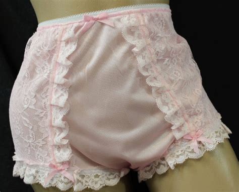 Vintage Style Adult Sissy Tricot And Lace Full Cover Granny Panties
