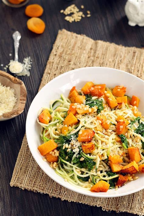 Inspiralized Roasted Butternut Squash Zucchini Pasta With