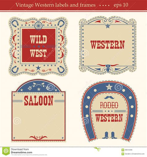 Western Labelsvector Symbols And Boards On White Stock Vector