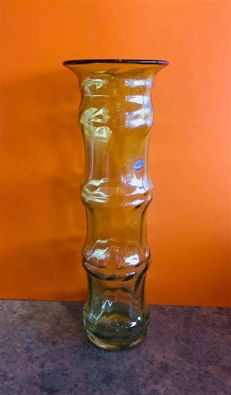 Hand Blown Bamboo Art Glass Vase By Don Shepherd For Blenko Glass For Sale At 1stdibs