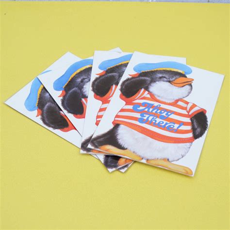 Vintage Penguin Postcard, Ahoy There Postcard, Large Postcard, 80's Cute Penguin Postcard ...