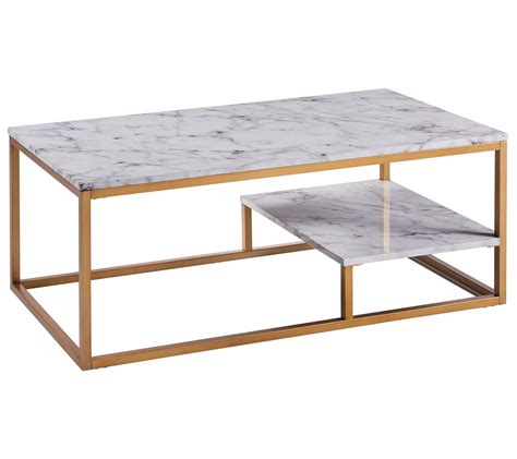 Versanora Marmo Coffee Table Faux Marble Brass