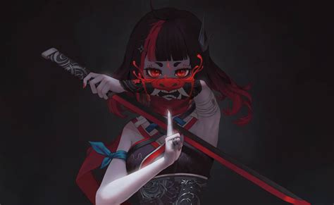 Download Oni Mask Ninja Girl Wallpaper Wallpapers Com