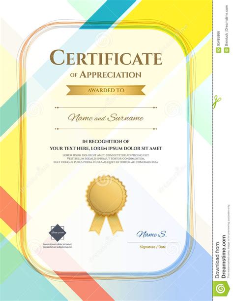 Portrait Modern Certificate Of Appreciation Template With Modern Stock