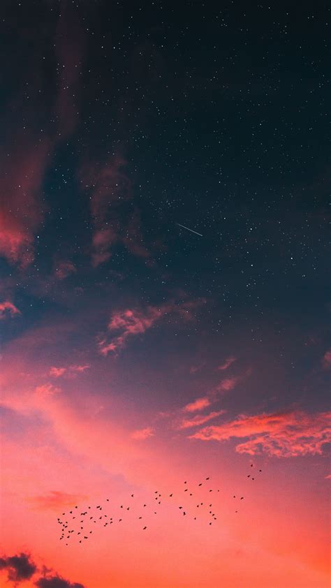 Download Wallpaper 1350x2400 Starry Sky Clouds Sunset Iphone 876s