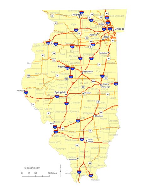 Large Detailed Roads And Highways Map Of Illinois State With All Cities