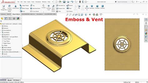 Solidworks Sheet Metal Tutorial Vent And Emboss Youtube