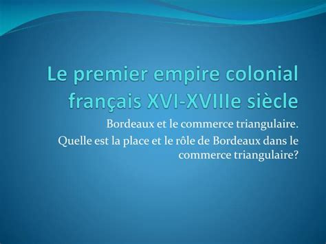 Le Premier Empire Colonial Français évaluation