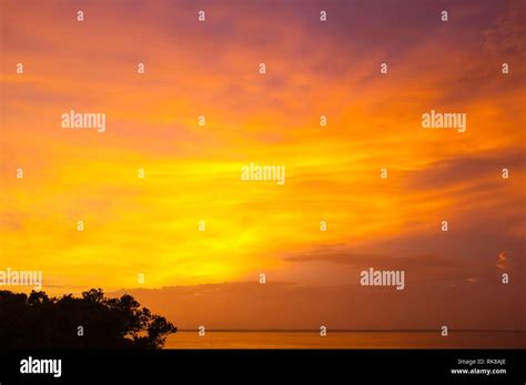 Orange Sunset Over Darwin Harbour In Darwin Northern Territory