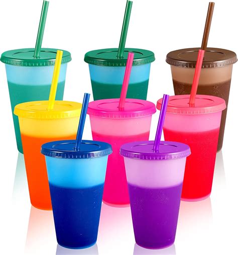 Color Changing Tumbler Cups With Lids Straws 8 Pack