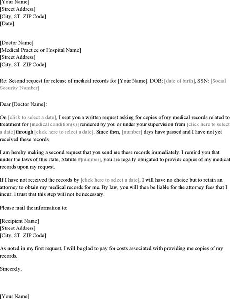 Sample Medical Request Letter