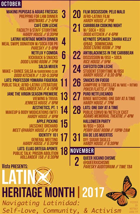 Latina And Latino Heritage Month Calendar Latinoa Studies