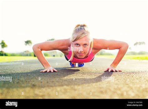 Athletic Woman Doing Pushup Stock Photo Alamy