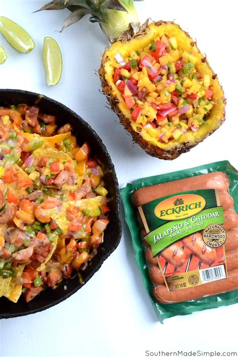 Spicy Smoked Sausage And Pineapple Salsa Nachos Southern Made Simple