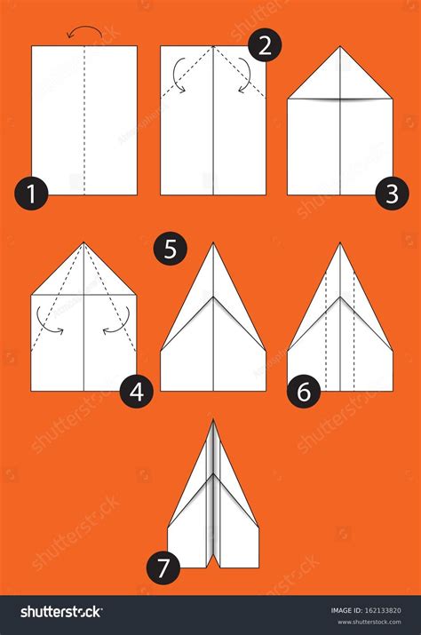 Como Fazer Origami Papel Avião Instruções Vetor Stock Livre De
