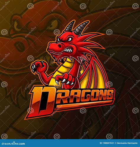 Red Dragon Mascot E Sport Logo Design Stock Vector Illustration Of