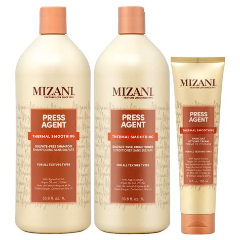Mizani Press Agent Shampoo 338oz Conditioner 338z Styling Cream