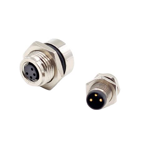 M8 4 Pin Female Connector Rear Or Front Mounting Socket With Soldering