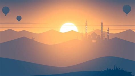 Sunset Horizon Mosque Digital Art Wallpaper Islamic Wallpaper Hd